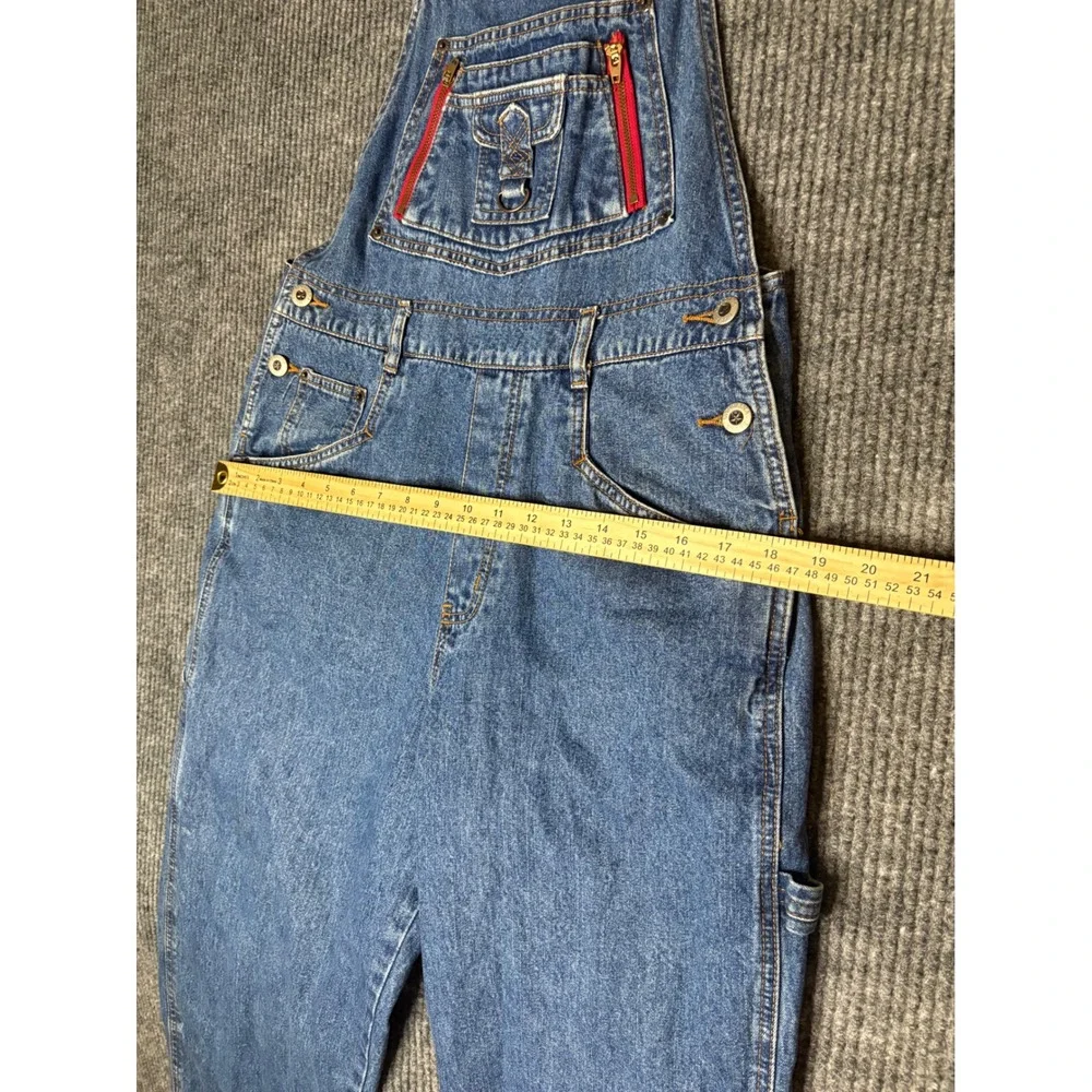 Carolina Blues Vintage Denim Overalls Medium Wash Red Zipper Bib Mens Medium